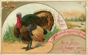 c.1910 Pair of Thanksgiving Turkey Embossed Postcards   • H Wessler