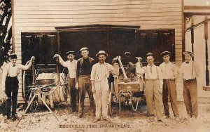 RPPC ROCKVILLE FIRE DEPARTMENT NEW YORK MARYLAND ? REAL PHOTO POSTCARD (c. 1910)