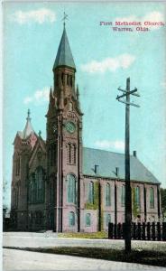 WARREN, OH Ohio       1ST  METHODIST CHURCH     c1910s     Postcard