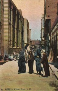 PC CPA EGYPT, CAIRO, A STREET SCENE, VINTAGE POSTCARD (b8893)