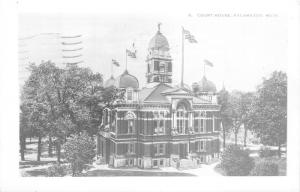 Kalamazoo Michigan~Court House~4 Flags on Roof~1950s RPPC Postcard