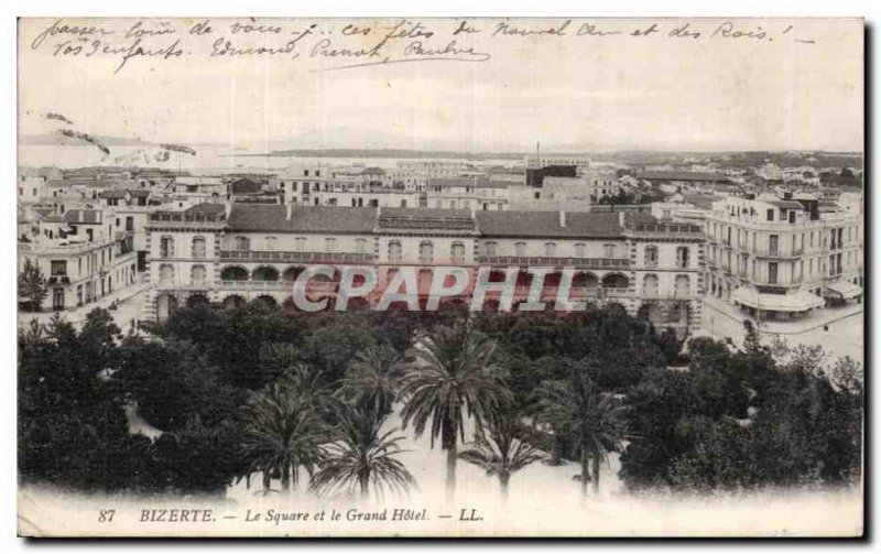 Old Postcard Tunisia Bizerte Square and the grand hotel