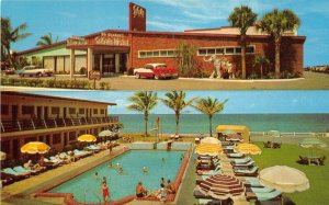 Miami Beach Florida 1950s Postcard Safari Motel Swimming Pool Cars