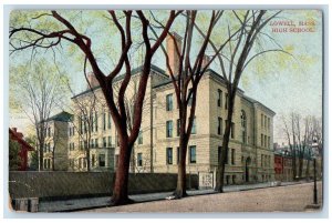 c1910's View Of Lowell Massachusetts High School Building MA Antique Postcard 