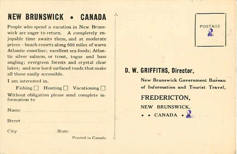 Cool New Brunswick Advertising Postcard NB Canada White Border