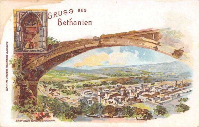 Bethanien Bethany Palestine Birds Eye View Gruss aus Vintage Postcard AA52346 