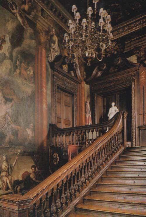 The Grand Stairs Staircase Powis Castle Welsh Postcard