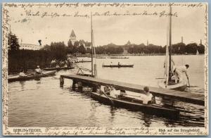 BERLIN TEGEL GERMANY BOATING ANTIQUE POSTCARD by JEWISH PRINTER GOLDINER