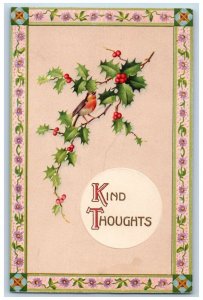 Christmas Postcard Song Birds Holly Berries Embossed Ontario Oregon OR c1910's