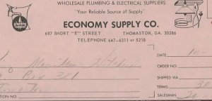 1969 Economy Supply Co. Thomaston GA Wholesale Plumbing Electrical Suppliers 337