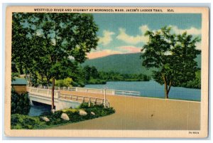 c1940 Westfield River Highway Jacob's Ladder Woronoco Massachusetts MA Postcard