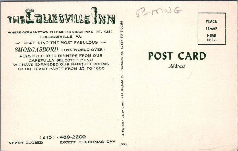 Postcard The Collegeville Inn Collegeville PA