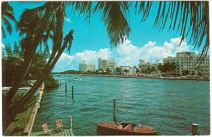 Hotel Row And Indian Creek, Miami, Florida, Vintage 1971 Chrome Postcard