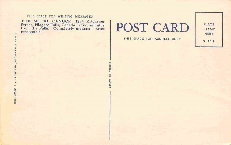 Model Canuck Niagara Falls Ontario Canada 1950s postcard