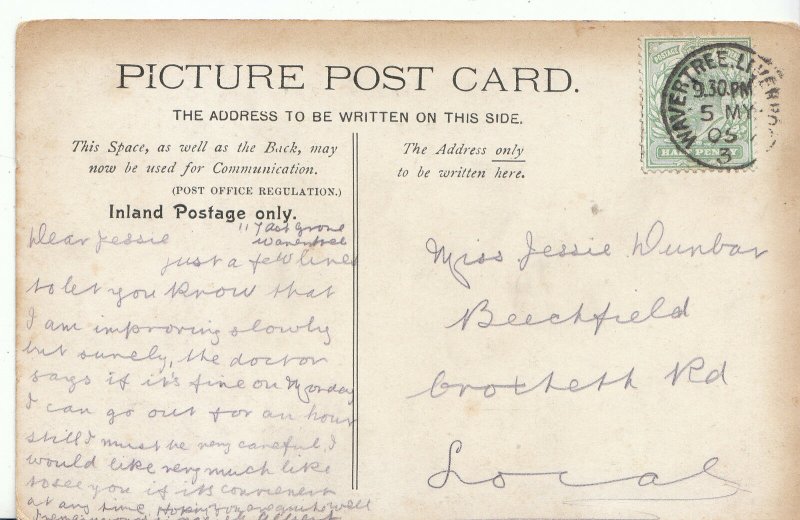 Genealogy Postcard - Family History - Dunbar - Croxteth Road, Liverpool BH5490