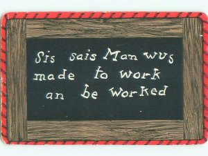 Unused Pre-1907 comic MESSAGE ON ANTIQUE SCHOOL SLATE ON POSTCARD J3660