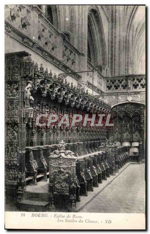 Old Postcard Bourg De Brou Church Choir The Stalls