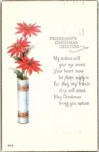 c1920 CHRISTMAS GREETING POINSIETTA MARQUETTE NEBRASKA POSTCARD 41-11