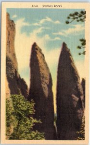 Postcard - Sentinel Rocks, Black Hills - South Dakota