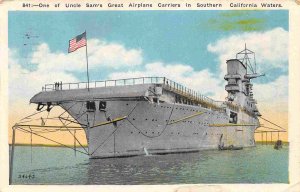 US Navy Aircraft Carrier Ship Southern California Waters 1931 postcard