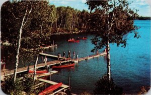 Manitoba Pioneer Camps Indian Bay 1960 3 Cent Statue Liberty Stamp Postcard H44