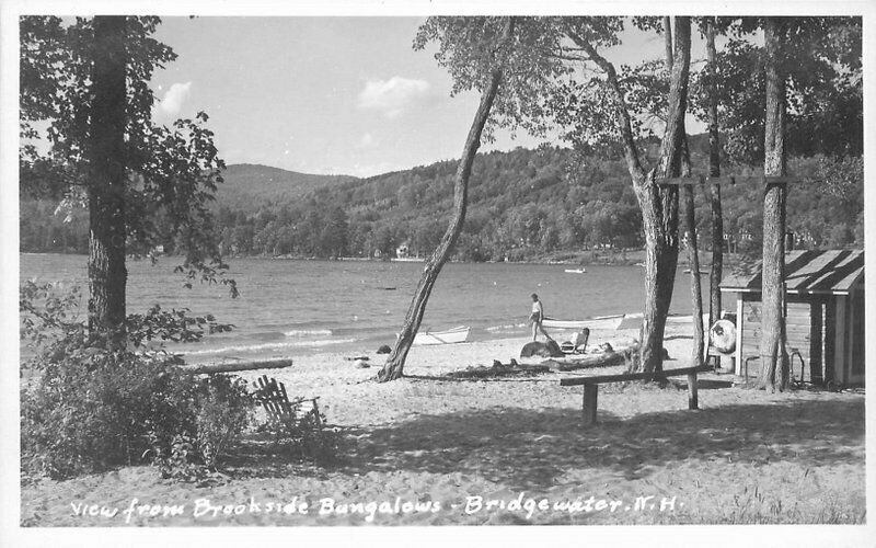 Bridgewater New Hampshire Brookside Bungalows 1950s RPPC Photo Postcard 21-9222