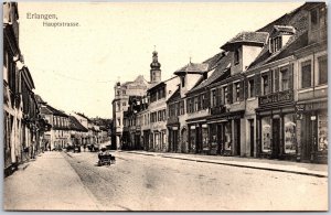 Erlangen Hauptstrasse Germany Main Street Buildings Landmark Antique Postcard