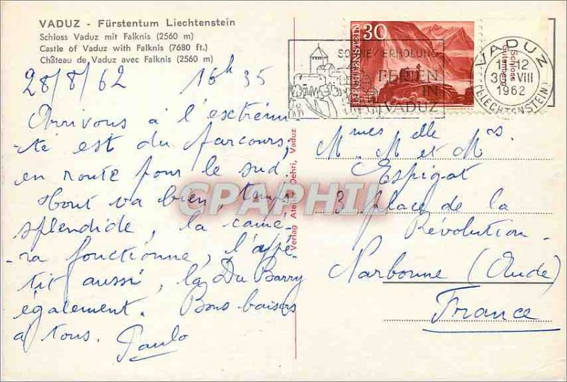Modern Postcard Vaduz F�rstentum Liechtenstein Vaduz castle with Falknis (2...