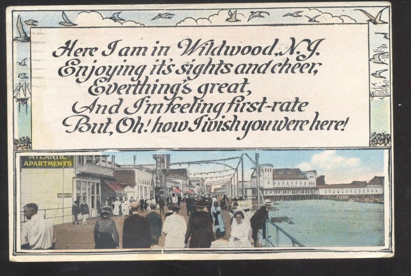 WILDWOOD NEW JERSEY NJ POETRY VINTAGE ADVERTISING POSTCARD 1930 NJ 