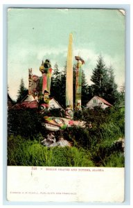 1907 View Of Indian Graves And Totems Juneau Alaska AK Posted Antique Postcard 