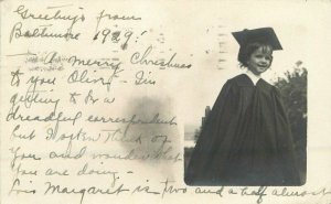 Baltimore Maryland Elgin Illinois 1909 RPPC Postcard Young Graduate girl 20-463