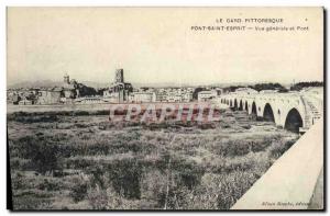 Old Postcard Pont Saint Esprit and Vue Generale Pont