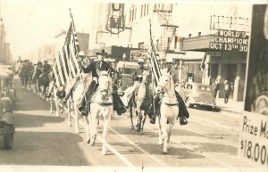 Postcard RPPC Illinois Chicago Parade 1930s horses 23-5063