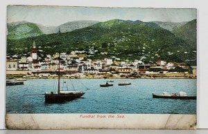 Portugal Funchal from the Sea Antique Postcard K1