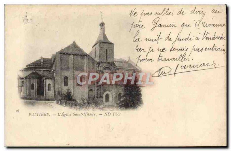 Old Postcard Poitiers L & # 39Eglise Saint Hilaire