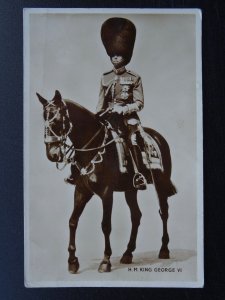 British Royalty H.M. KING GEORGE Vl on Horseback c1938 RP Postcard
