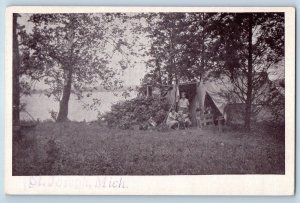 St. Joseph Michigan MI Postcard People And Dog Trees Scenic View c1960's Antique