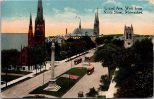 Grand Avenue West from Ninth Street, Milwaukee WI c1915 Vintage Postcard J20