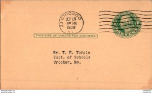 US Postal stationery 1c Chicago 1938 Ginn and company