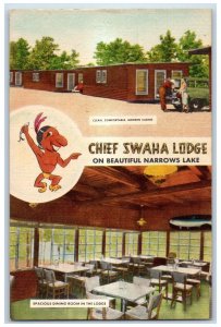 c1940's Chief Swaha Lodge & Restaurant Multiview Murfreesboro Arkansas Postcard