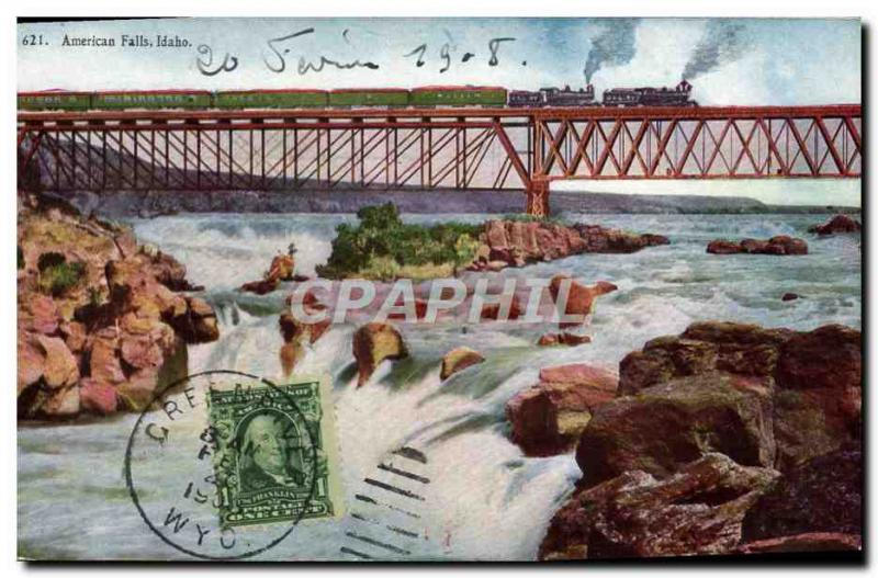 Old Postcard American Falls Idaho Train