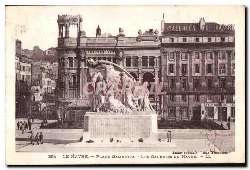Old Postcard The Place Gambetta Les Galeries Du Havre