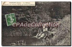 Postcard Old Bosmont Aisne Chateau cascade that feeds the pond surrounding th...