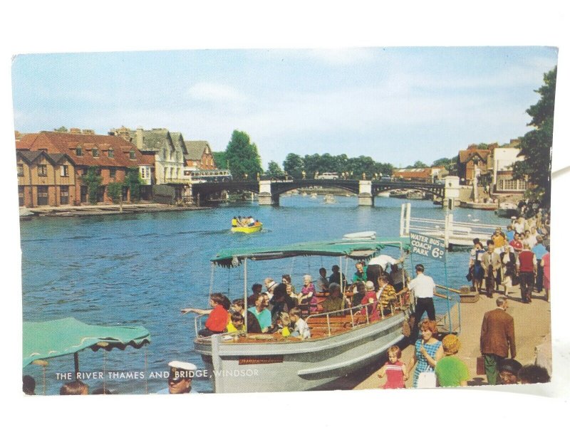 The Water Bus Boat River Thames Windsor Berkshire Vintage Postcard Posted 1967