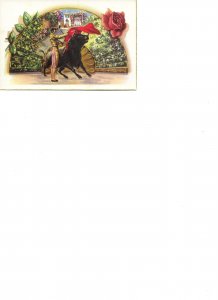 Bullfighting scene. Fan. Sevilla Vintage Spanish postcard. Size 14 x 9 cms.