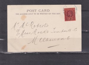 FIJI, 1905 ppc. COASTAL SCENE, KEVII 1d. SUVA GPO in Blue to Melbourne.