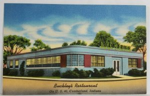 Cumberland Indiana BUCKLEY'S RESTAURANT Roadside on US 40 Postcard T4