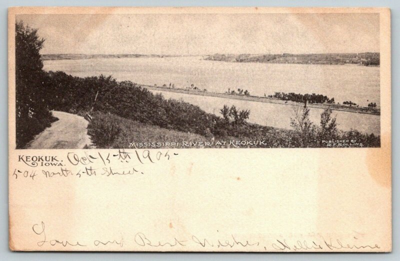 Keokuk Iowa~Narrow Road Along the Mississippi~Jetty Along the Shoreline~1905 B&W