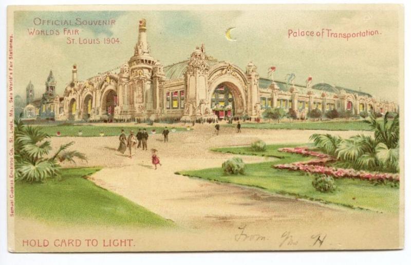 1904 St Louis Exposition Palace of Transportation HTL Hold to Light Postcard