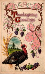 Thanksgiving Greetings With Turkey 1911